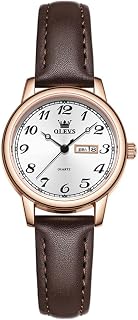 OLEVS Orologio da donna di lusso vintage in pelle orologi per le donne semplice facile da leggere minimalista piccolo orologio da donna con giorno data moda vestito delicato impermeabile al quarzo