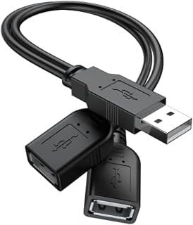 【2026 Upgraded】 USB 2.0 A Male to 2 Dual USB Female Jack Y Splitter Hub Power Cord Extension Adapter Cable (Not Supporting CarPlay and Android Auto)