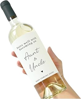 Baby Announcement Wine Label, Aunt and Uncle Pregnancy Announcement Gift, Pairs Well With Becoming Aunt and Uncle, Set of 2
