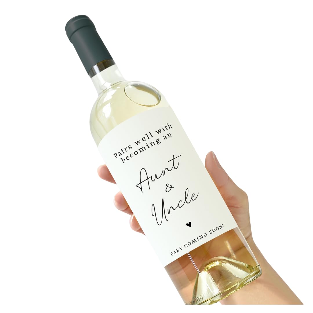 Baby Announcement Wine Label, Aunt and Uncle Pregnancy Announcement Gift, Pairs 