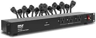 Pyle 19 Outlet 1U 19" Rackmount PDU Power Distribution Supply Center Conditioner Strip Unit Surge Protector 15 Amp Circuit Breaker USB Multi Device Charge Port 15FT Cord (PCO860) Black