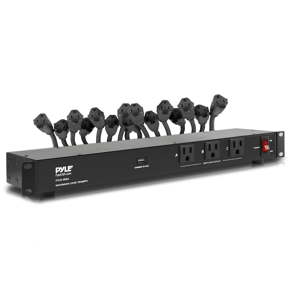 Pyle 19 Outlet 1U 19" Rackmount PDU Power Distribution Supply Center Conditioner