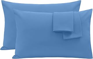Oxford Homeware Pillow Cases 2 Pack Brushed Microfiber – Standard Sky Blue Pillowcases Fade Resistant Pillow Cover Envelope Closure Pillow Covers (50 x 75 cm)