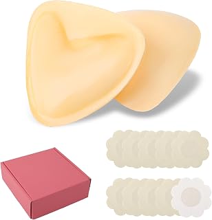 2 Sided Sticky Bra Pads, Self Adhesive Reusable Breast Enhancer Inserts with Nipple Cover Instant Lift Push Up Sticky Bra for Women Bikinis, Swimsuits (Size A)