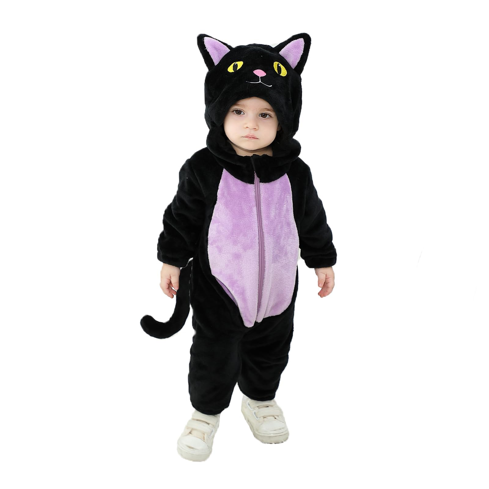 Qianderer Toddler Baby Black Cat Costume Hooded Jumpsuit Zipper Snowsuit | Infan