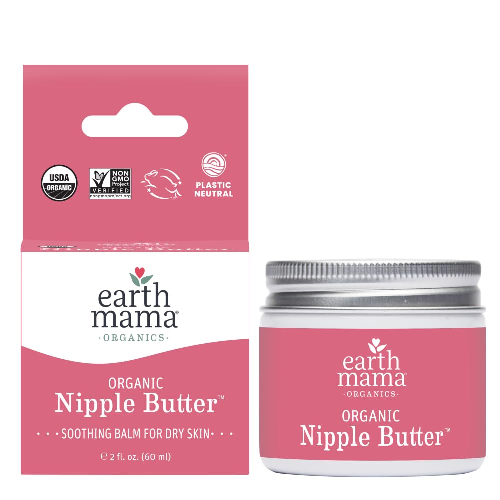 Earth Mama Organic Nipple Butter, Soothing Plant-based Balm for Dry Skin, Provid