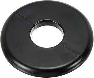 PATIKIL 1.1"/28mm ABS Round Adhesive Patch Plate Wall Cover for Water Pipe, Shower Mixer Cover with Rosette Buckles, Heating Tap, Plumbing Wall, Black