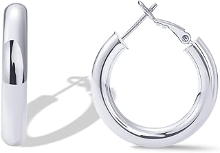 PAVOI 14K Gold Plated Sterling Silver Post Hoops | Lightweight Chunky Hoops Huggies | Thick Gold Hoop Earrings for Women