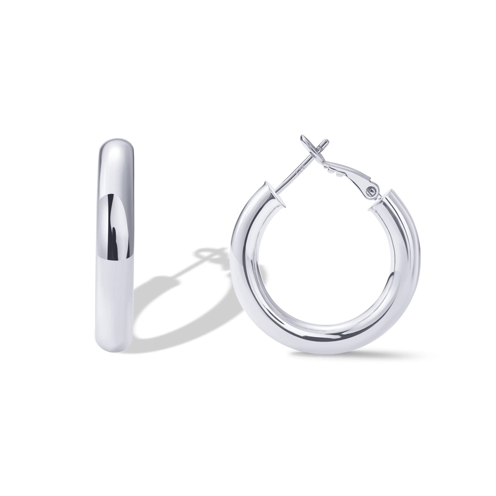PAVOI 14K Gold Plated Sterling Silver Post Hoops | Lightweight Chunky Hoops Hugg