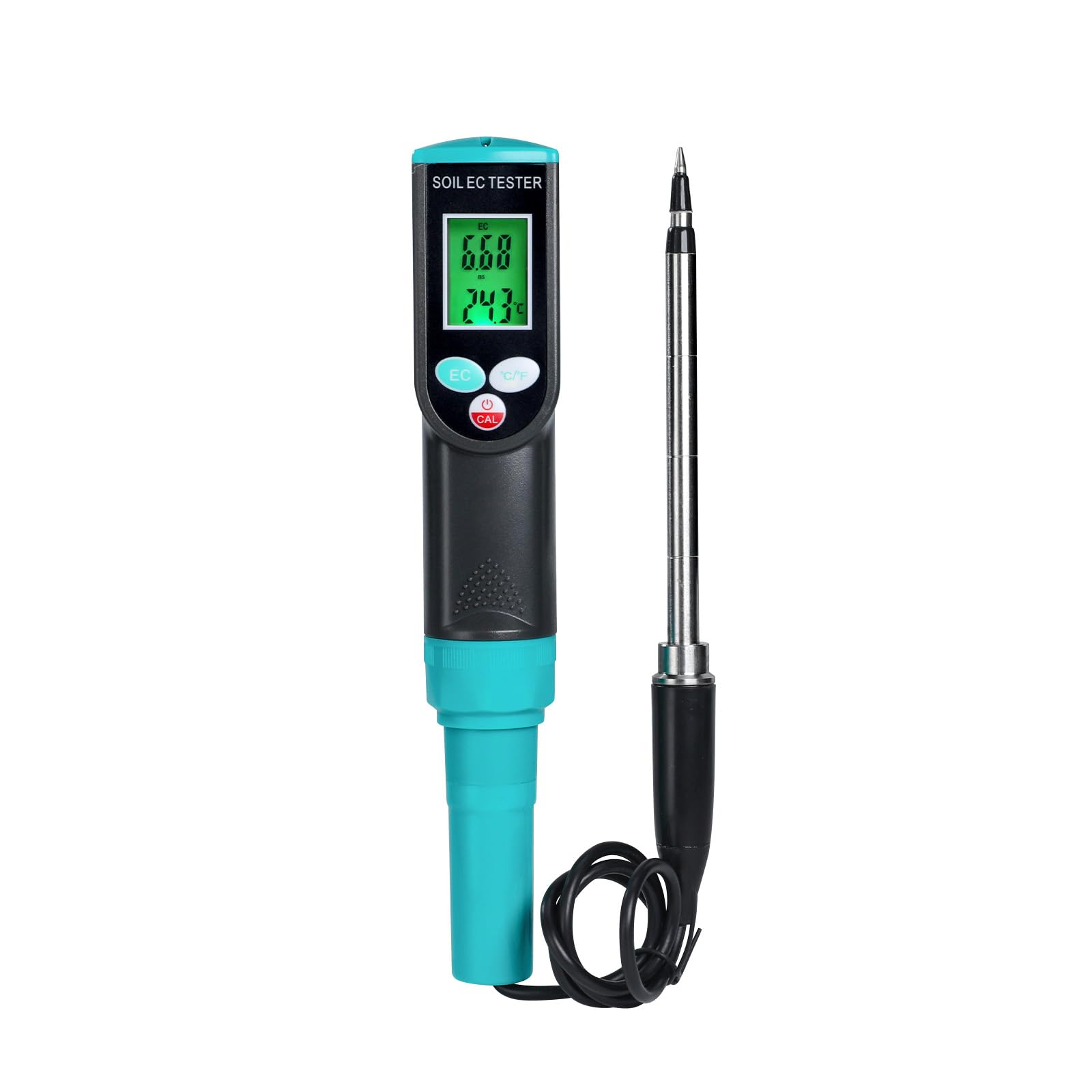 Digital Soil EC Meter, 2-in-1 EC and Temperature Meter with Corded Sensor Electr