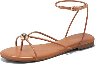 Coutgo Women Flat Sandals Ankle Strap Open Toe Summer Beach Sandals