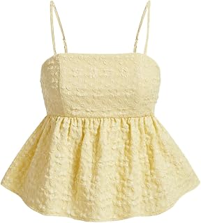 SOLY HUX Summer Babydoll Top for Women Y2k Peplum Cami Crop Tank Tops