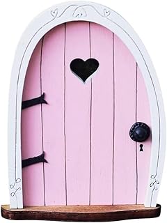 Pink Streak Mini 3D Fairy Garden Door for Tree, Miniature Fairytale Tiny House Door, Bonsai Terrarium Micro Landscape Decoration Accessory