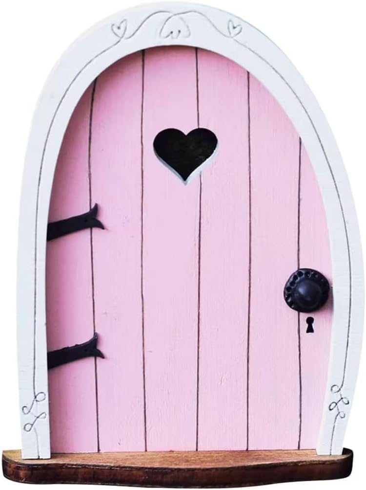 Pink Streak Mini 3D Fairy Garden Door for Tree, Miniature Fairytale Tiny House D