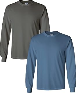 Gildan 2 Pack Mens Heavy Cotton Long Sleeve T-Shirts Style G5400 T-Shirt (Pack of 2)