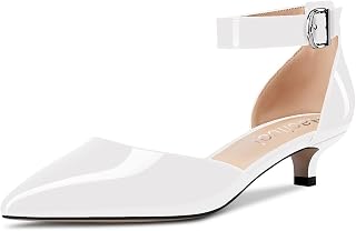 Aachcol レディース キトン ローヒール アンクルストラップ パンプス ポインテッドトゥ サンダル ドレスシューズ パーティー オフィス ウェディング 1.5インチ