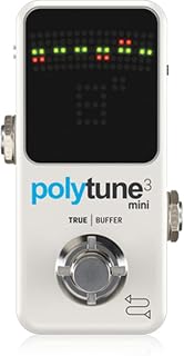 TC Electronic POLYTUNE 3 MINI Tiny Polyphonic Tuner with Multiple Tuning Modes and Built-In BONAFIDE BUFFER, White