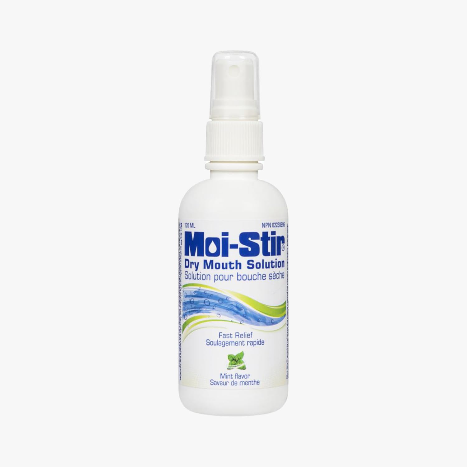 Moi-Stir Dry Mouth Relief Spray, Mint, 120 mL | Fast-acting mint spray quickly r