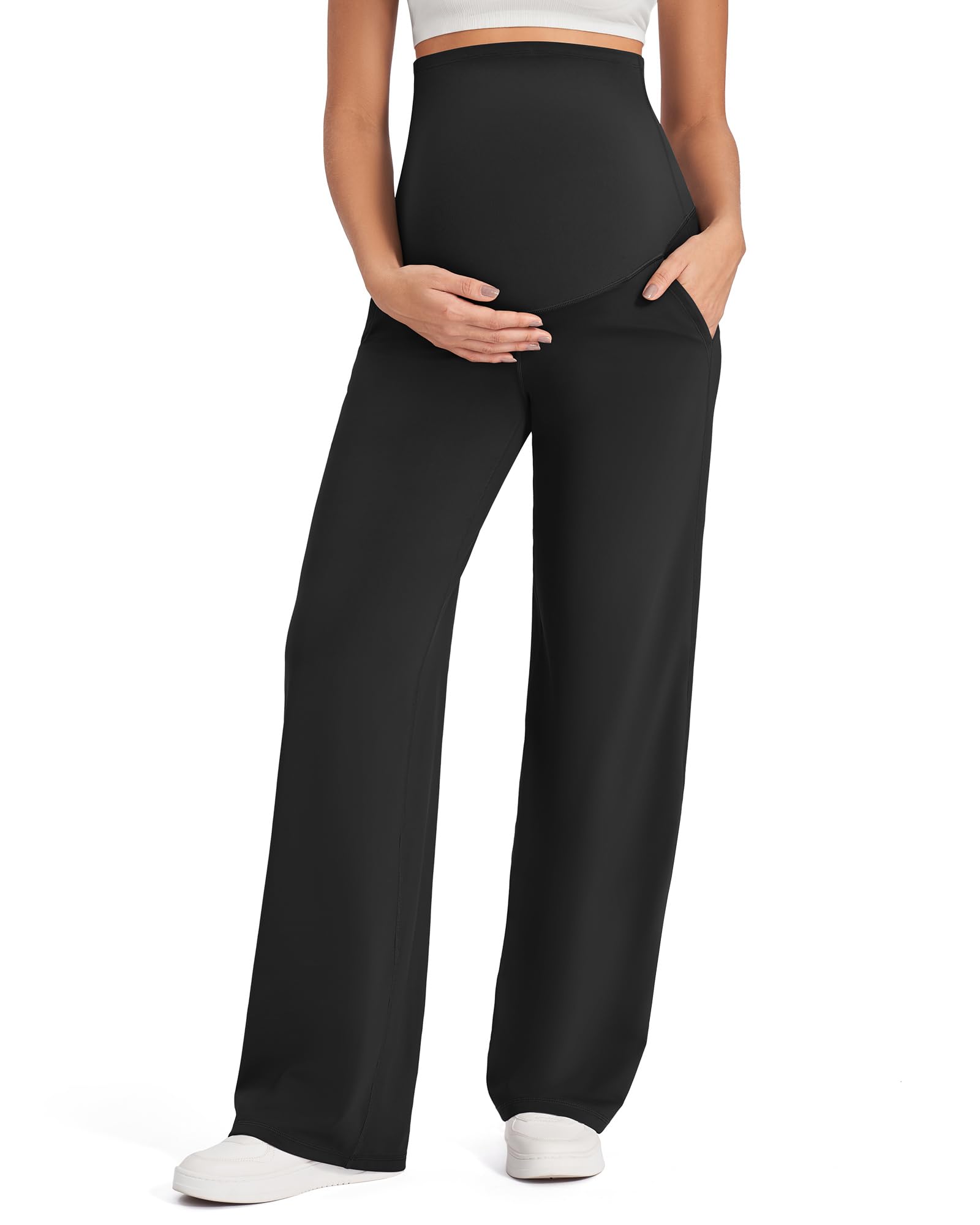 G4Free Maternity Trousers Over Bump Stretchy Pregnancy Yoga Pants Lounge Wide Le