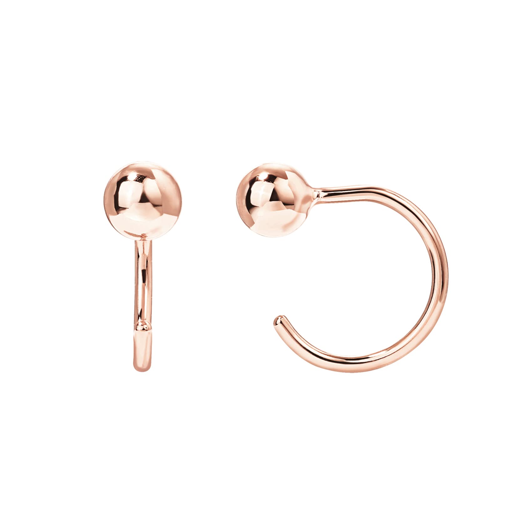 PAVOI Small Half Hoop Earrings, 14K Gold Plated Backless Earrings for Women