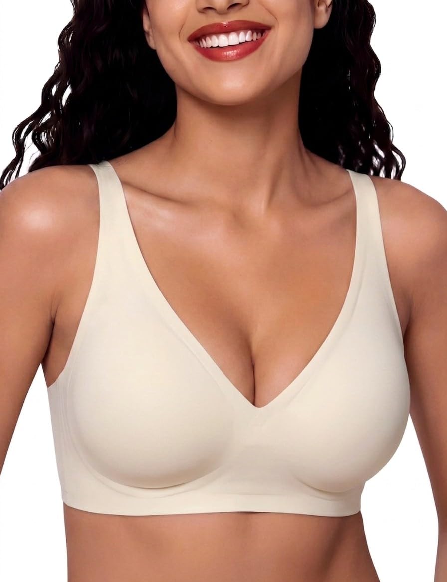 Bresdk Wireless Jelly Bra for Women Seamless Non-Wired T-Shirt Bralette