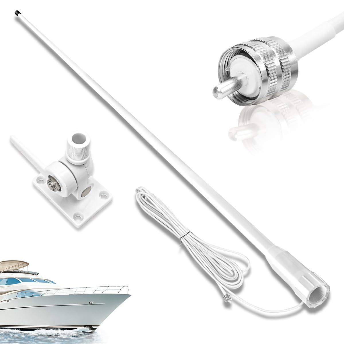 Arridioter VHF Antenna Marine Radio Antenna Boat Fiberglass Waterproof 156-163MH