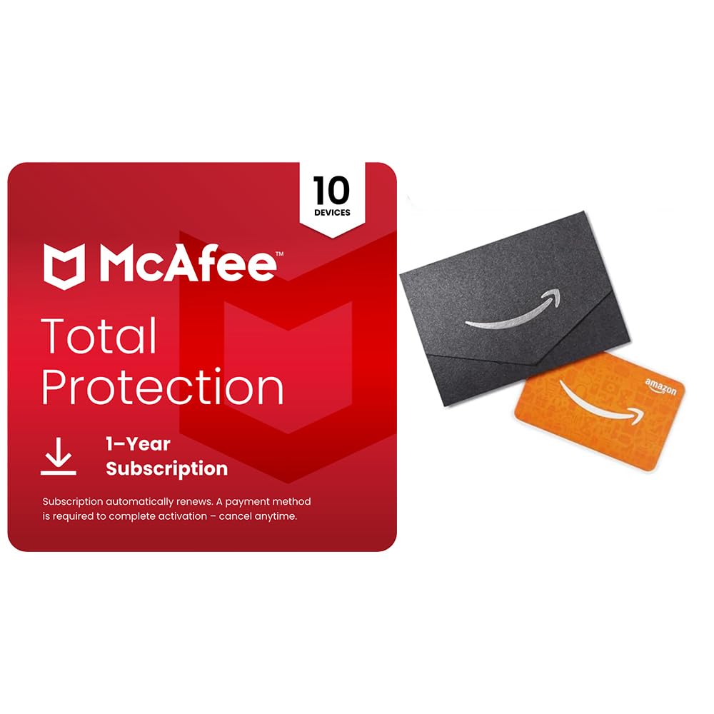 McAfee Total Protection Unlimited Devices + $10 Amazon Gift Card | Security Soft