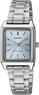 CASIO LTP-V007D-2 Women's Analogue Quartz Watch with Stainless Steel Strap, Silver/Blue, Bracelet