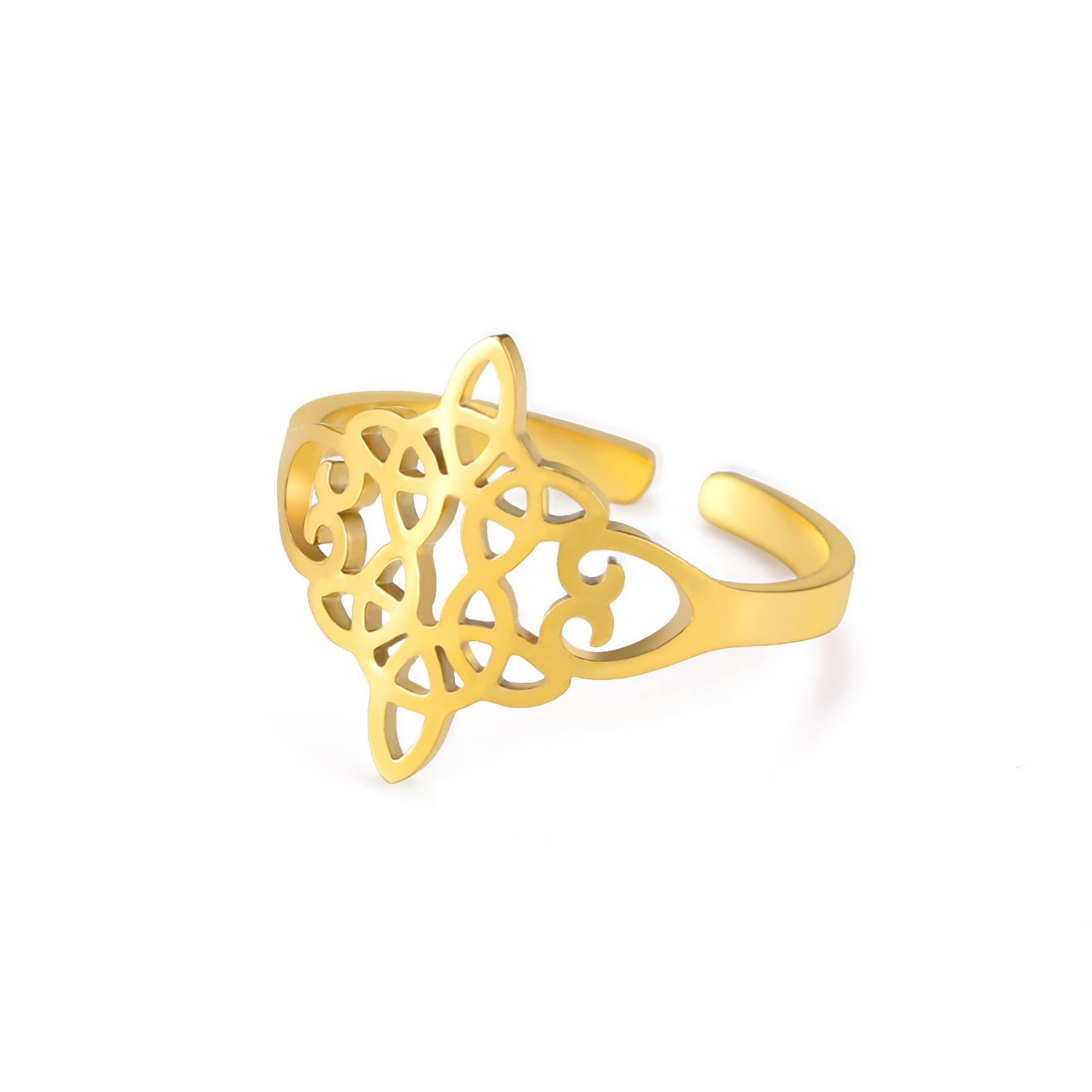 Amaxer Witch Knot Ring for Women Stainless Steel Vintage Openwork Amulet Adjusta