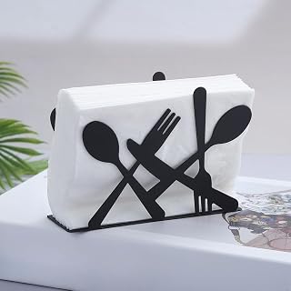 1 Metal Napkin Holder Black Retro Minimalist Nordic Style Iron Handkerchief Rack Table Organizer Tools Table Decoration 13.5x9.5cm