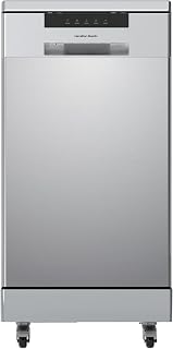 HAMILTON BEACH Portable Dishwasher, SS/Platinum | Dishwasher with Wheels, 19in Wide, 8 Place Settings Capacity