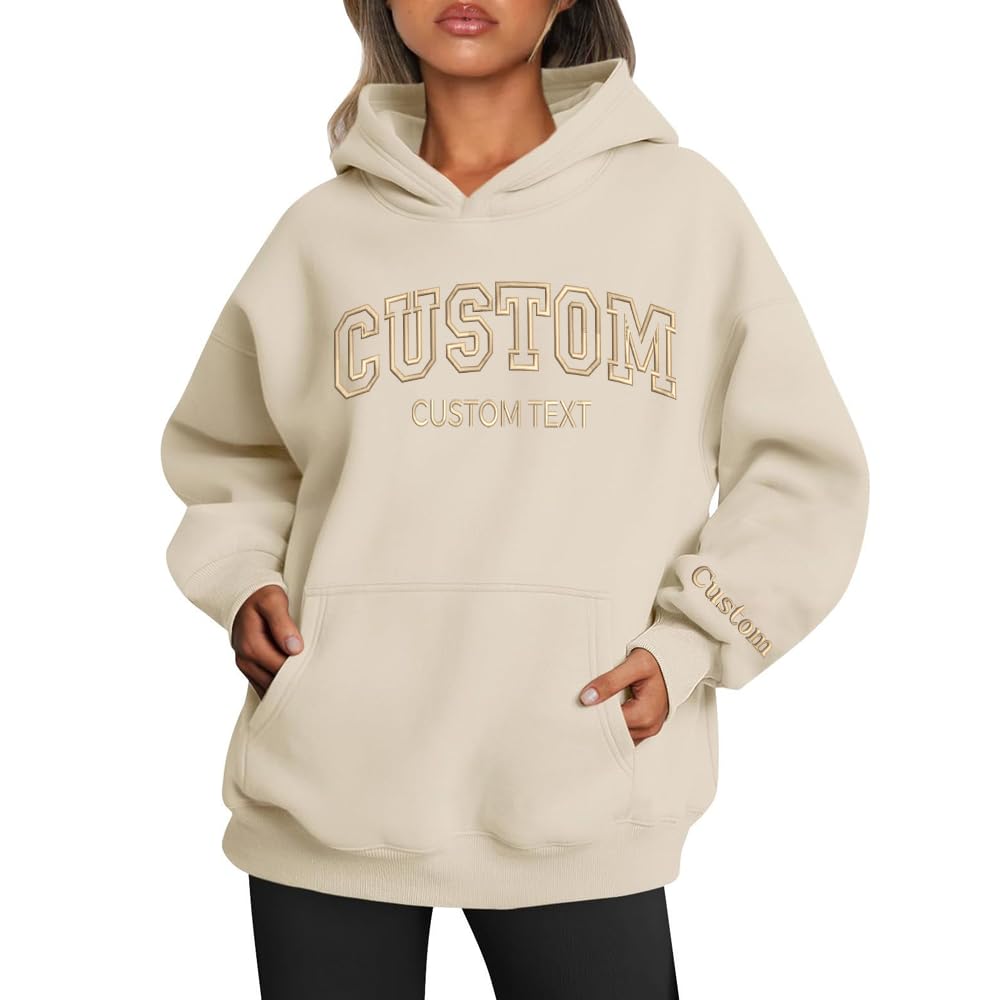 LullabyMall Custom Embroidered Hoodie Design Your Own, Personalized Hoodie For E
