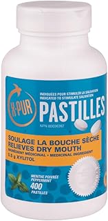 X-PUR - Xylitol Breath Mints For Dry Mouth And Bad Breath - Peppermint Flavored Xylitol Pastilles - Stimulates Saliva - 100% Natural Mouth and Breath Freshener - Bottle of 400 Pastilles
