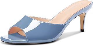 Castamere Women's Round Open Toe Kittens Heel Slippers Fashion Shoes Sandals Party Dance Dress Slip-on Sandals 6.5 cm Heels