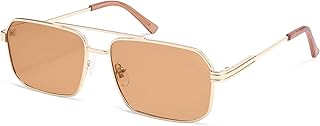 SOJOS Retro Polarized Square Sunglasses for Women Men Vintage Large Double Bridge UV Protection Metal Sun Glasses SJ1246