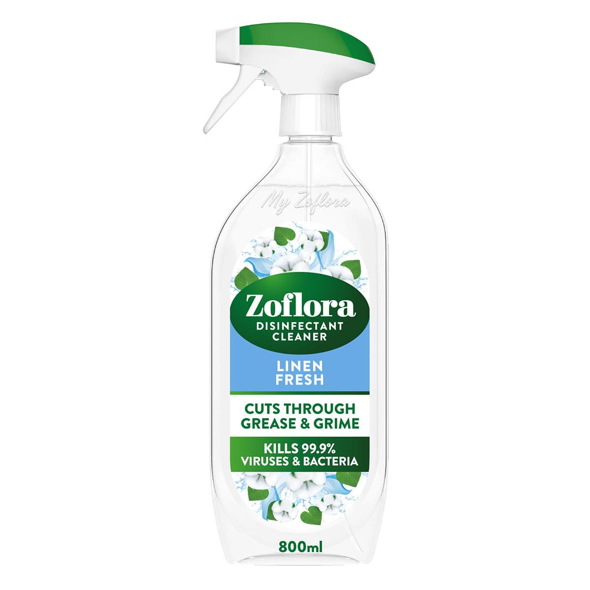 Zoflora Linen Fresh Multipurpose Disinfectant Trigger Spray Bottle, 800ml | Anti