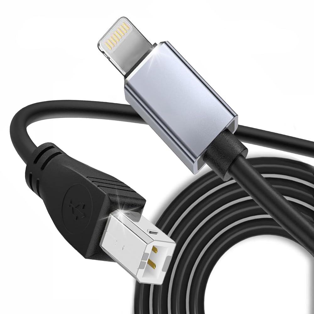 Aoiutrn Midi Cable for iPhone, OTG 2.0 Midi to USB Type B Converter Cord Compati