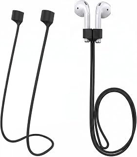 2 Pack Ultra Strong Anti-Lost Magnetic Strap for AirPods, Silicone Sport Lanyard Anti-Lost, Tear-Resistant, Wear-Resistant, Sweat-Resistant (Black)