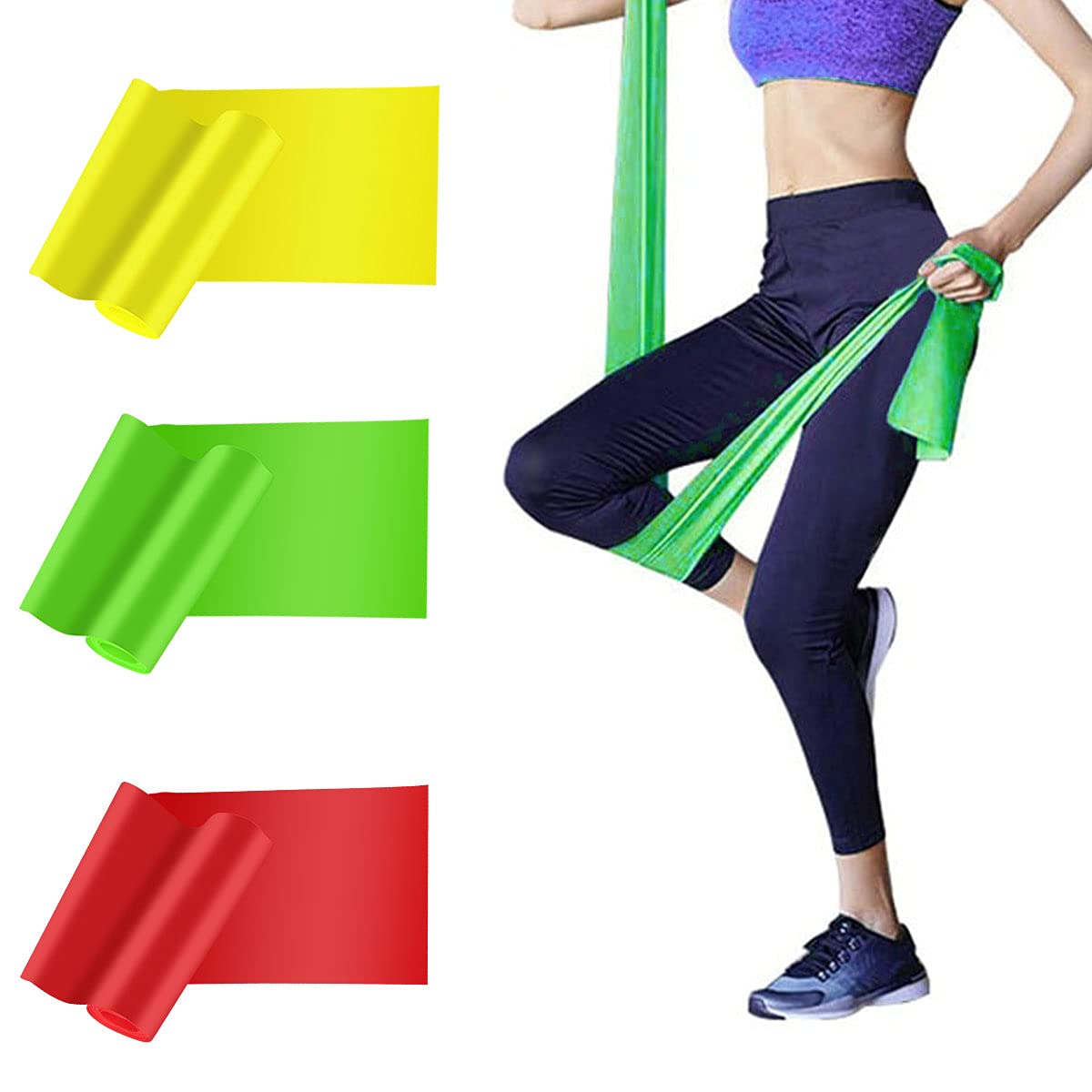 HAIBEI Resistance Bands Elastic Exercise Bands 3 Pack Physical Therapy Tension B