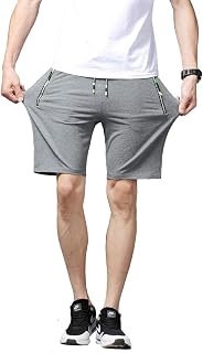 Tansozer Men’s Sports Shorts, Short Trousers with Zip Pockets
