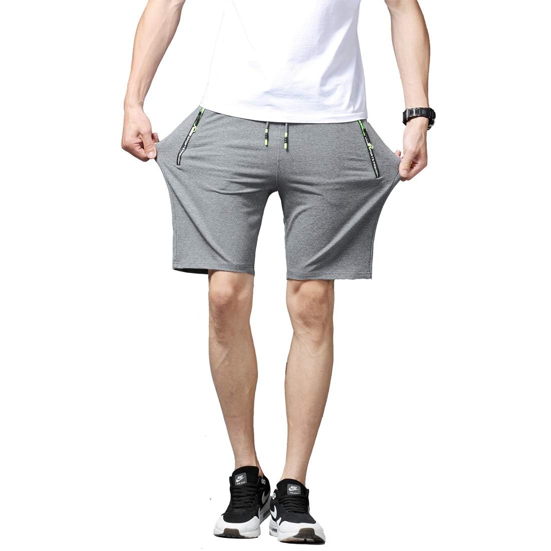 Tansozer Sport Shorts Herren Kurze Hose mit Reißverschlusstasch
