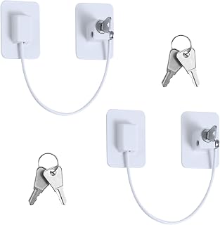 2 Pack Window Locks, Punch-Free Window Restrictor Window Locks | Child Safety for UPVC Windows Fridge Locks with 4 Keys for Doors Drawer Washing Machines