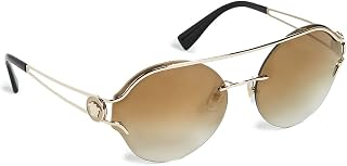 Versace VE 2184 12526U Pale Gold Metal Round Sunglasses Gold Mirrored Gradient Lens