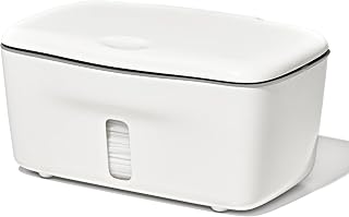 OXO Tot Perfect Pull Baby Wipes Dispenser, Refillable Wipe Holder, Gray | One-Hand Pull Wipes Dispenser, Holds Standard Packs, Baby Wipe Container, Secure Lid with Weighted Plate
