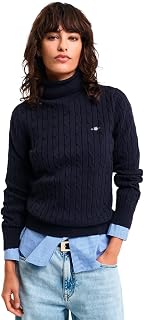 GANT Stretch Cotton Cable Turtleneck Women's Sweater