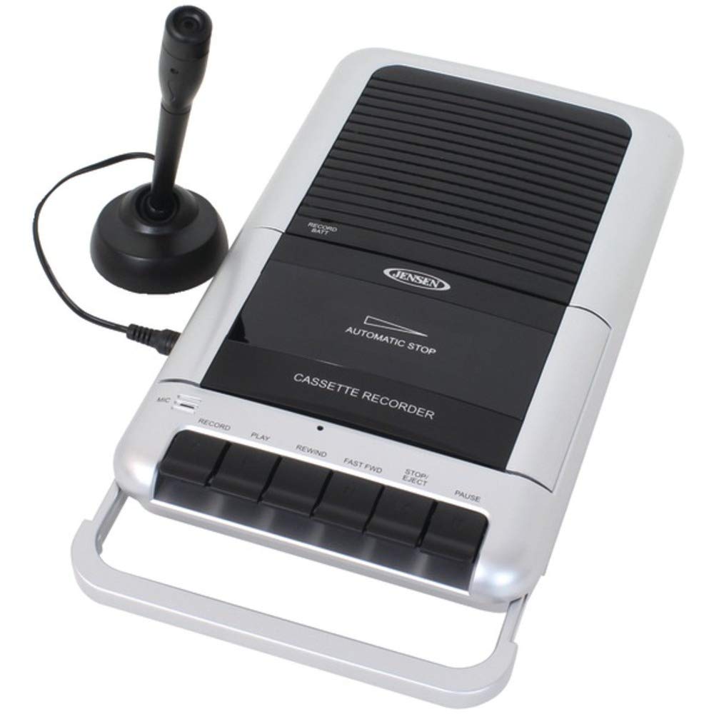 JENSEN Portable Cassette Player and Tape Recorder with Built-in Microphone and R