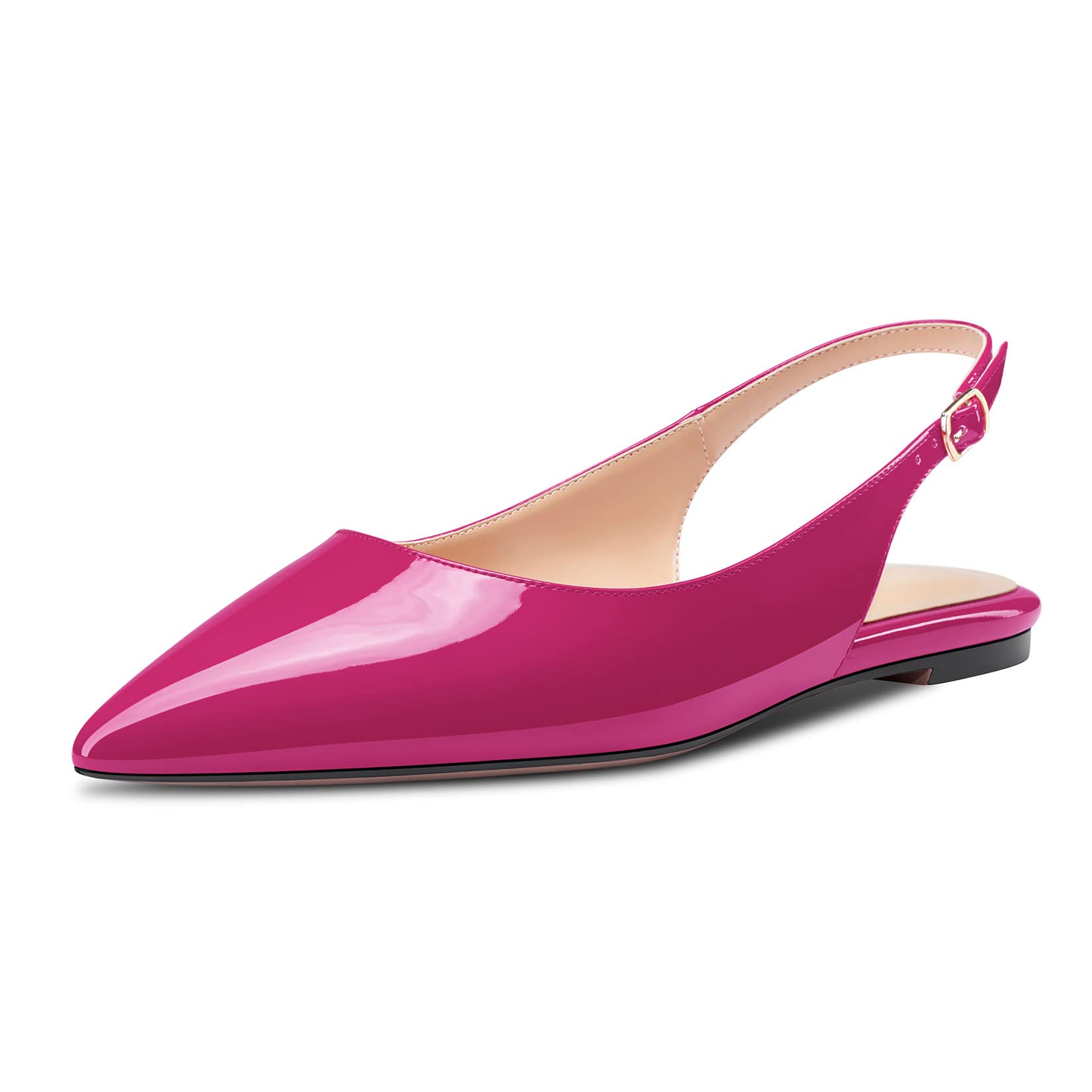 HDEUOLM Women's Flat Shoes Low Kitten Heel Lace Pumps Slip-on Slingback Office S