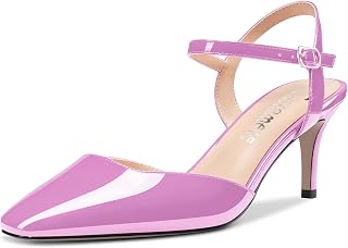 Castamere Women's Stiletto Mid Heel Square Toe Pumps Ankle Straps Slingback Wedding Office Dress 6.5 CM Heels