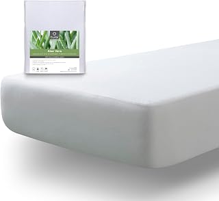 Tural Mattress Protector Waterproof Aloe Vera Fitted Sheet Terry Cotton White 180 x 190/200 cm
