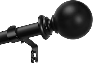 Curtain Rods for Window with Brackets Adjustable Matte Black | Small Curtain Rod 5/8 Diameter Drapery Rod Decorative Pole Rideau for Bedroom Bathroom Livingroom Kitchen Outdoor Cafe 48-84"